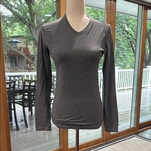 Adidas Gray V-Neck Long Sleeve Top